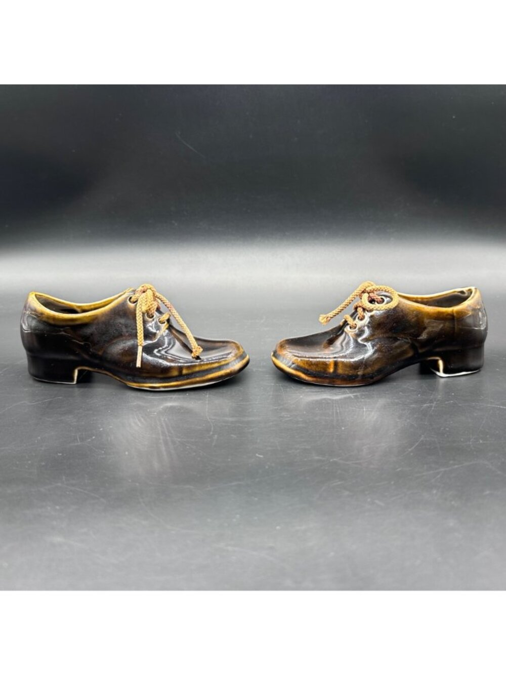 Antique Oxford Shoe Figurines German Brown Ceramic Circa Planters Trinket Dishes - Picture 5 of 13
